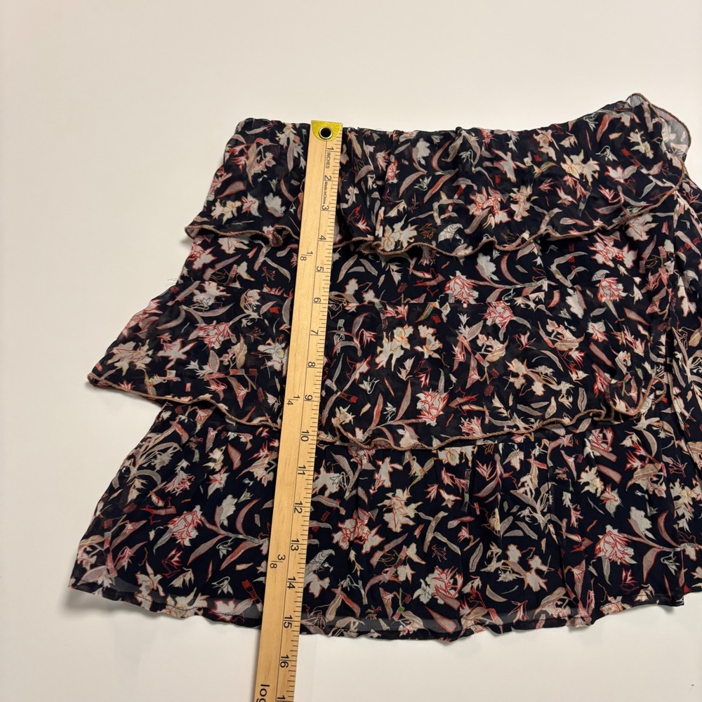 IRO Mini Skirt Size EU 36 - US Small Floral Tiered Mini Skirt Black Ruffle Party - Picture 8 of 9